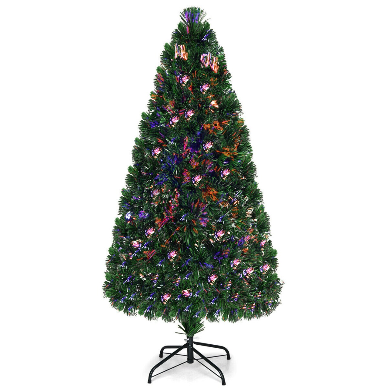 Costway 3/4/5/6 Ft Pre-Lit Fiber Optic PVC Christmas Tree Plastic